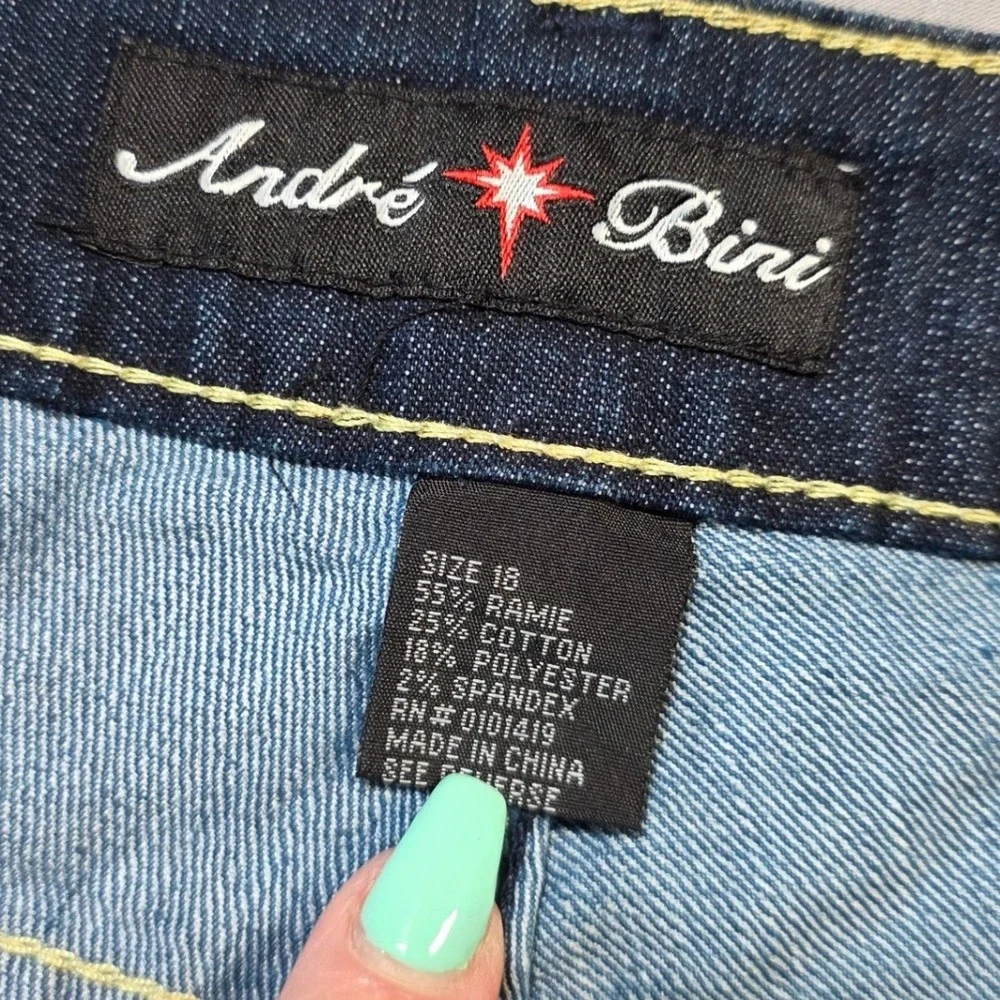 Andre Bini Womens Size 18 Flare Leg Jeans Blue Two Tone Colorblock High Rise NWT